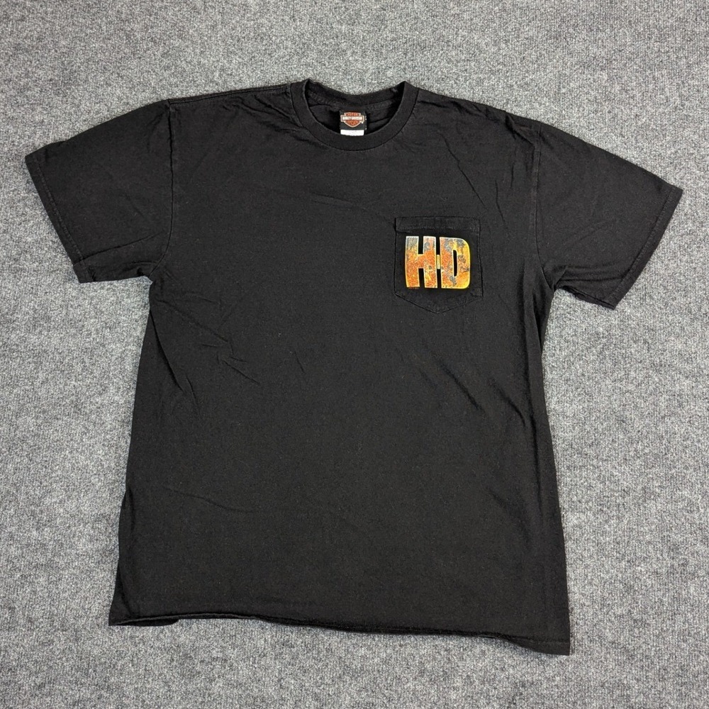 Harley-Davidson Windy City Chicago Pocket T-Shirt Mens XL Black Graphic Tee